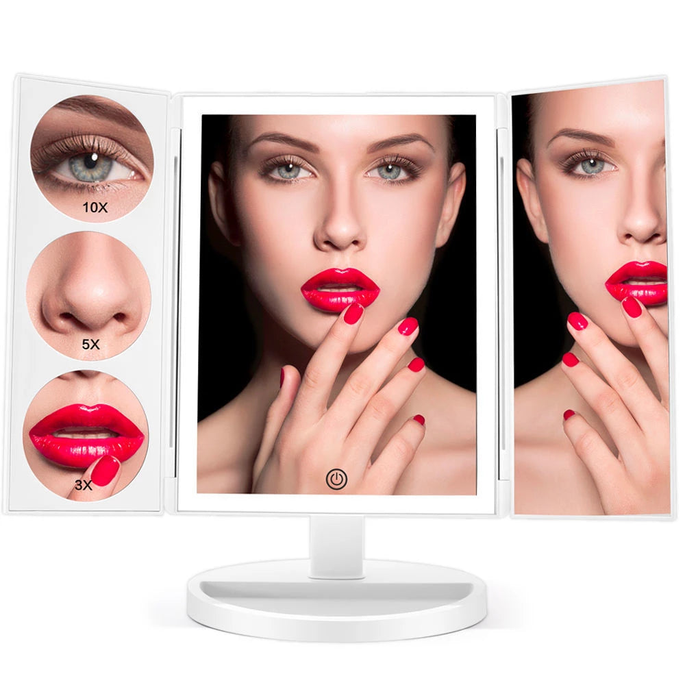 Miroir de maquillage lumineux avec loupe x10
